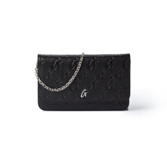 BLACK MONOGRAM WALLET ON CHAIN-SILVER