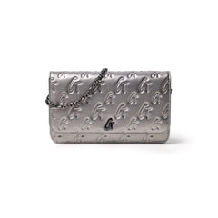 PLATINUM MONOGRAM WALLET ON CHAIN-GUNMETAL