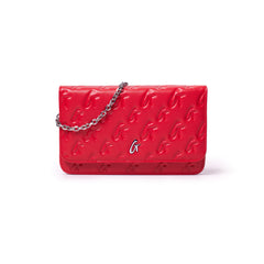 RED MONOGRAM WALLET ON CHAIN-SILVER