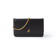 BLACK STANDARD WALLET ON CHAIN-GOLD