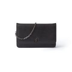 BLACK STANDARD WALLET ON CHAIN-GUNMETAL