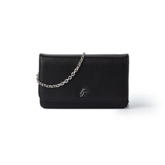 BLACK STANDARD WALLET ON CHAIN-SILVER