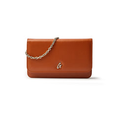 BROWN STANDARD WALLET ON CHAIN-SILVER