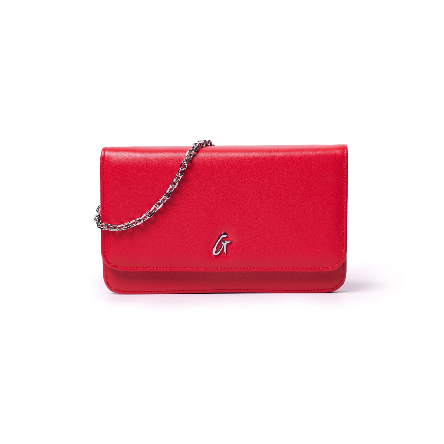 RED STANDARD WALLET ON CHAIN-SILVER