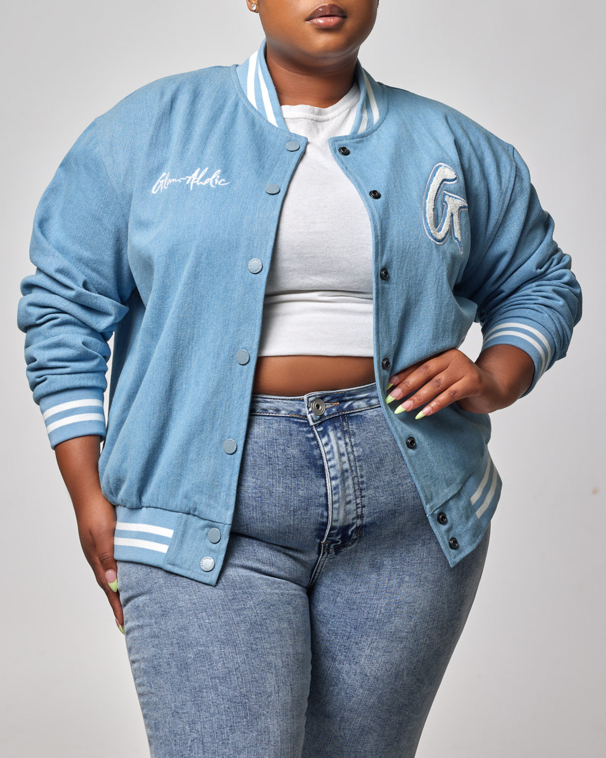 ESSENTIAL VARSITY JACKET DENIM