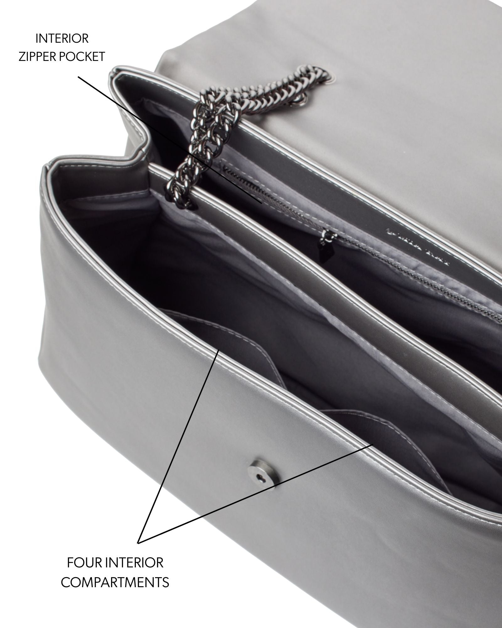 STANDARD XL CLASSIC FLAP BAG PLATINUM - Vegan Leather Luxury for
