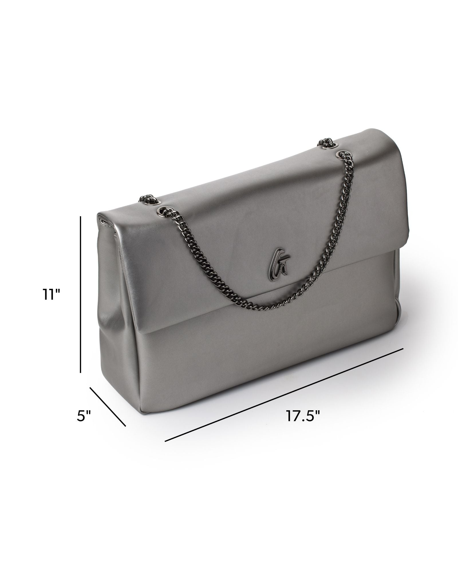 STANDARD XL CLASSIC FLAP BAG PLATINUM - Vegan Leather Luxury for
