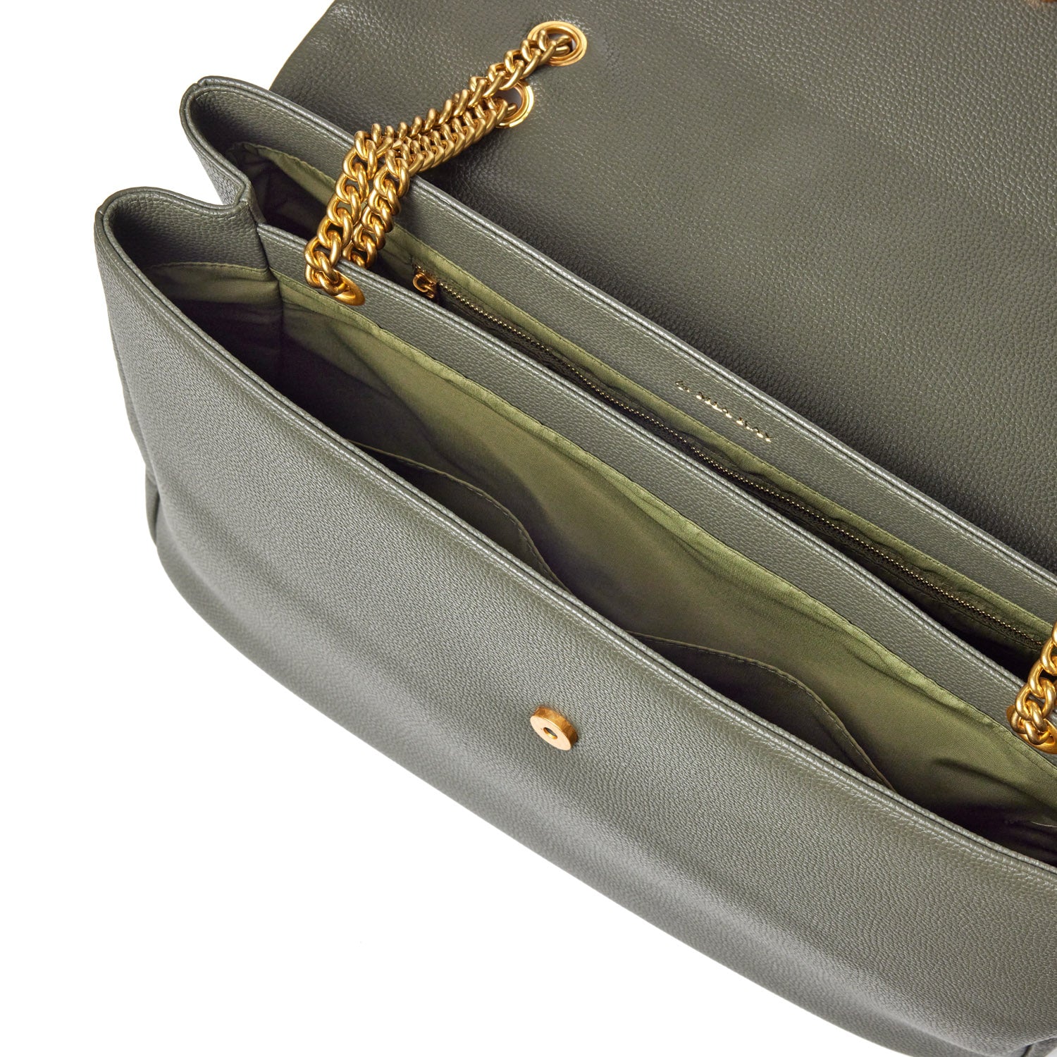 PEBBLE XL FLAP BAG OLIVE GREEN