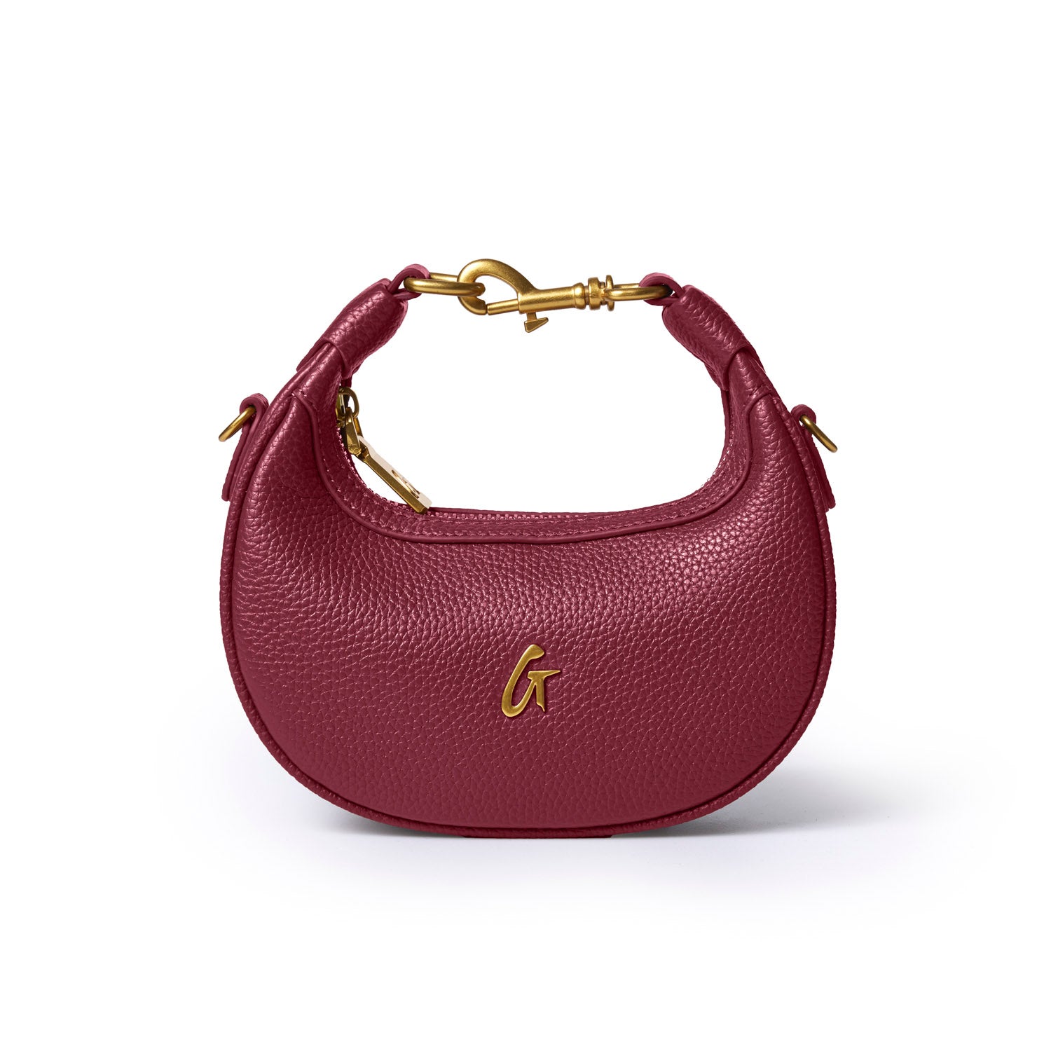 NANO PEBBLE HOBO BAG - BURGUNDY