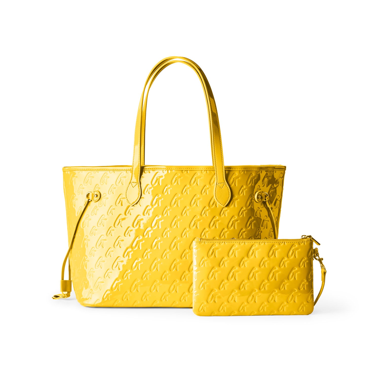 MONOGRAM GLAM TOTE WITH WRISTLET - MIRROR YELLOW