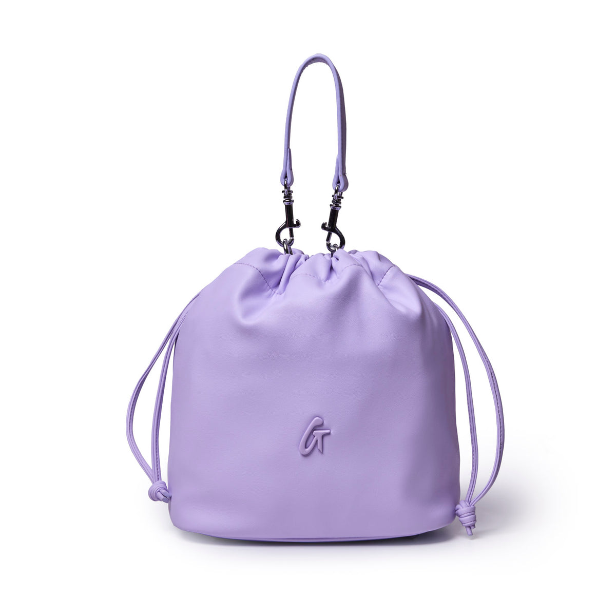 Medium Drawstring Bucket Bag | Lavender | Smooth Vegan Leather