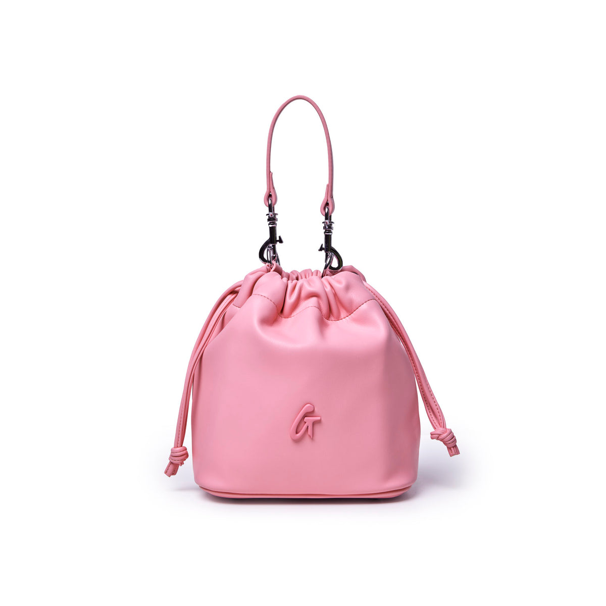 Mini Drawstring Bucket Bag | Soft Pink | Vegan Leather | Glam