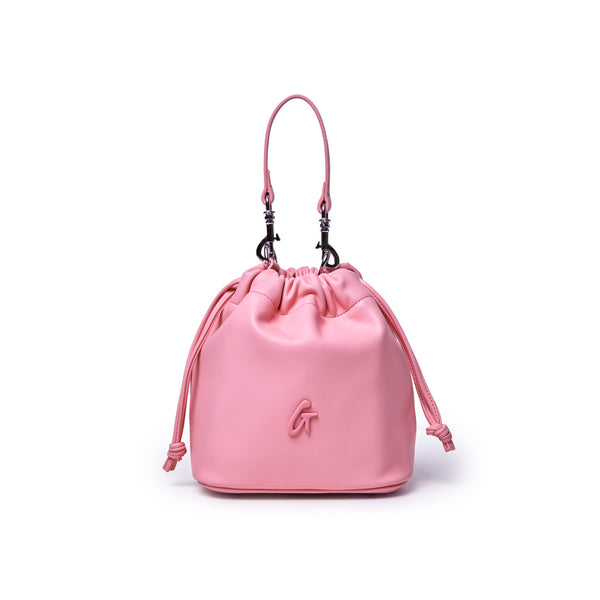 Mini Drawstring Bucket Bag | Soft Pink | Vegan Leather | Glam