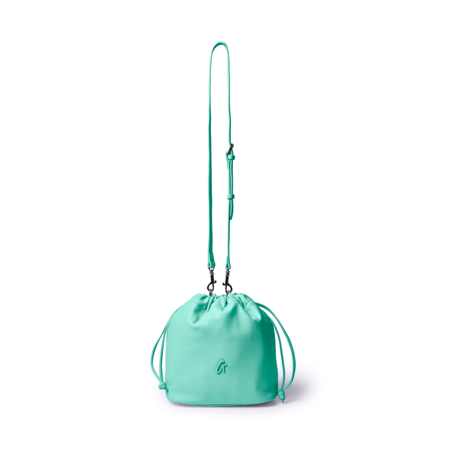 MEDIUM DRAWSTRING BUCKET BAG - TEAL