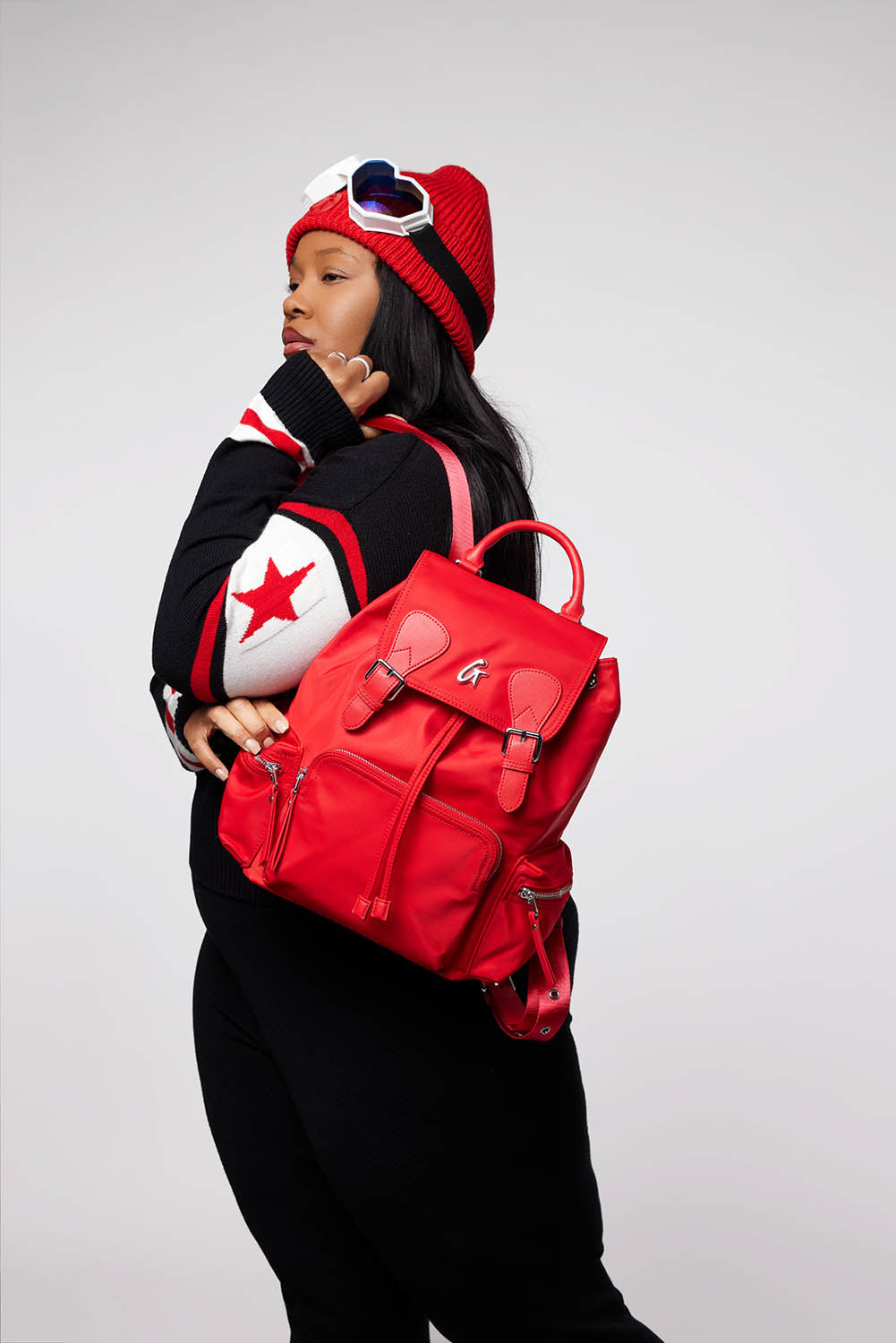 Luxury Red Nylon Unisex Backpack - Stylish & Functional Partner