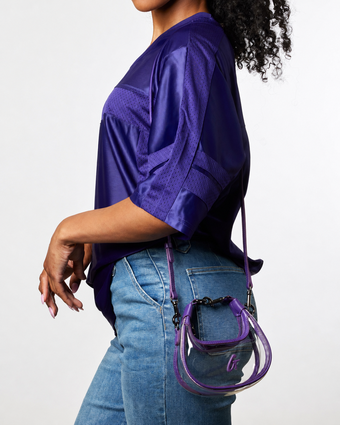 NANO CLEAR HOBO BAG - PURPLE