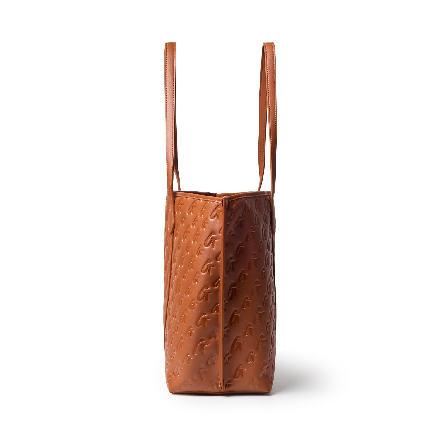 Brown XL Monogram Sleek Tote featuring a stylish embossed design and long shoulder straps for easy carrying.