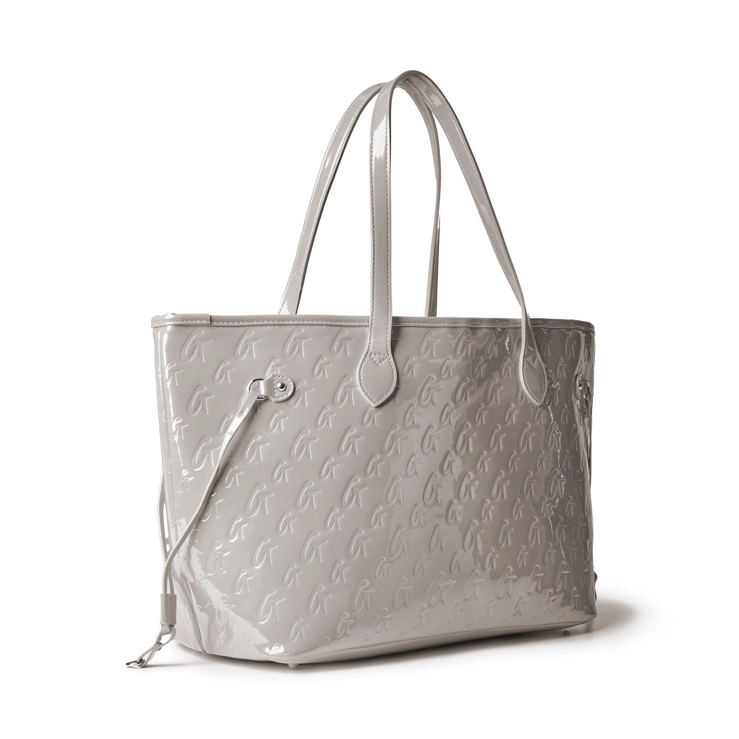 Stylish mirror gray monogram tote bag with sleek design and spacious interior, perfect for everyday use.