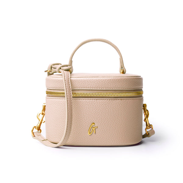 PEBBLE VANITY NUDE Vegan Leather Mini Bag | Glam-Aholic Lifestyle