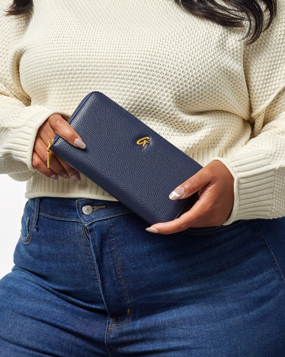 Navy Pebble Leather Travel Wallet
