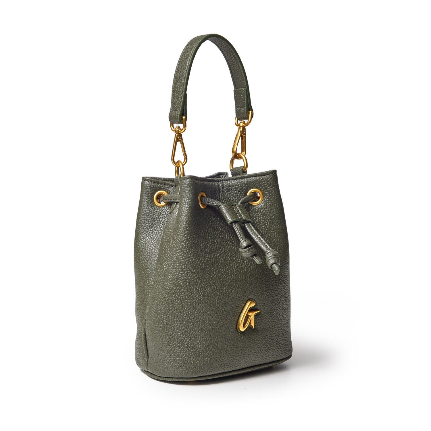 PEBBLE MINI BUCKET BAG OLIVE GREEN