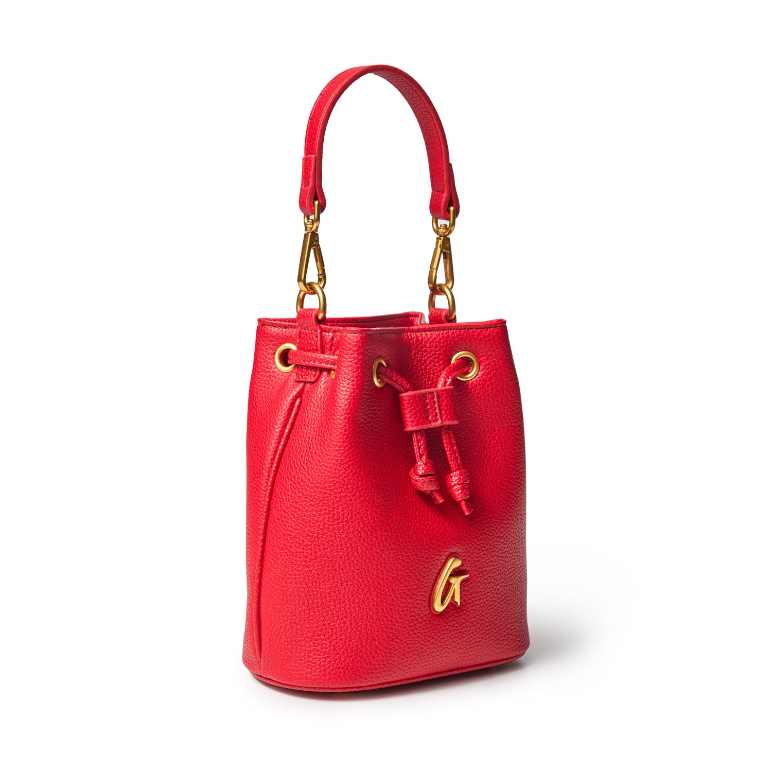 PEBBLE MINI BUCKET BAG RED