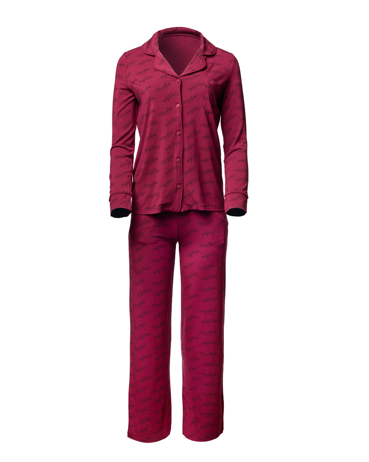 SIGNATURE LUXE PAJAMAS LONG - BURGUNDY