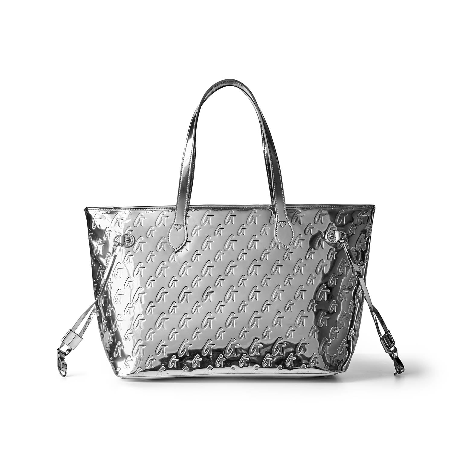 METALLIC MONOGRAM GLAM TOTE - METALLIC SILVER