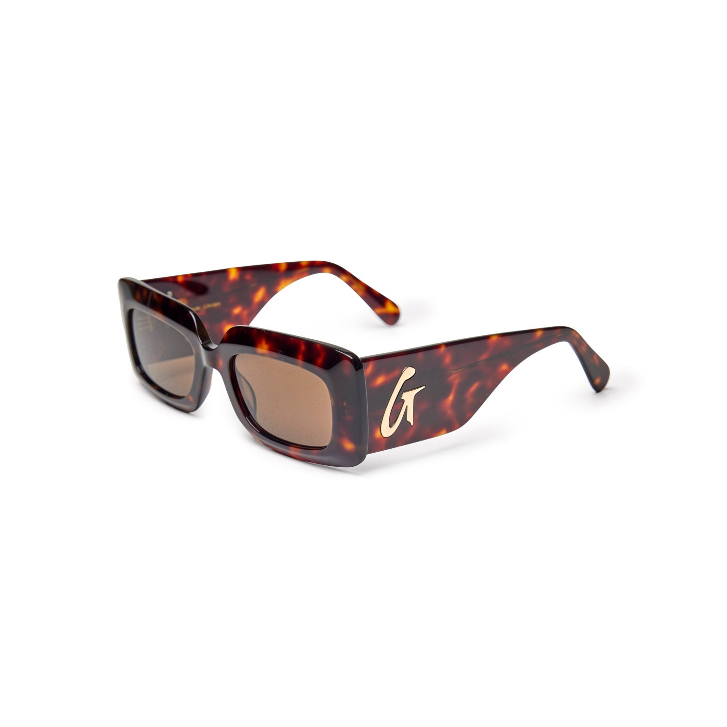 Stylish tortoise sunglasses featuring a bold frame and subtle logo, perfect for a chic, affordable luxury look.