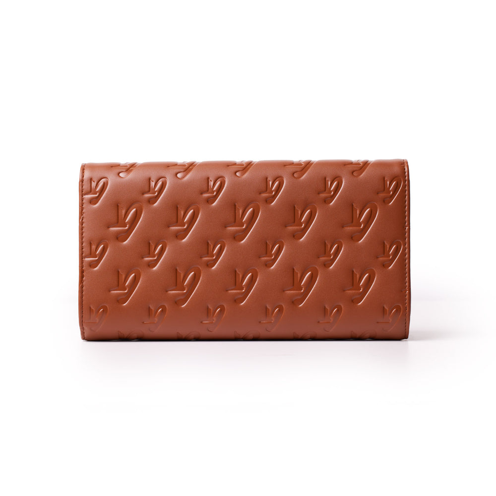 GLAMAHOLIC MONOGRAM TRAVEL WALLET BROWN
