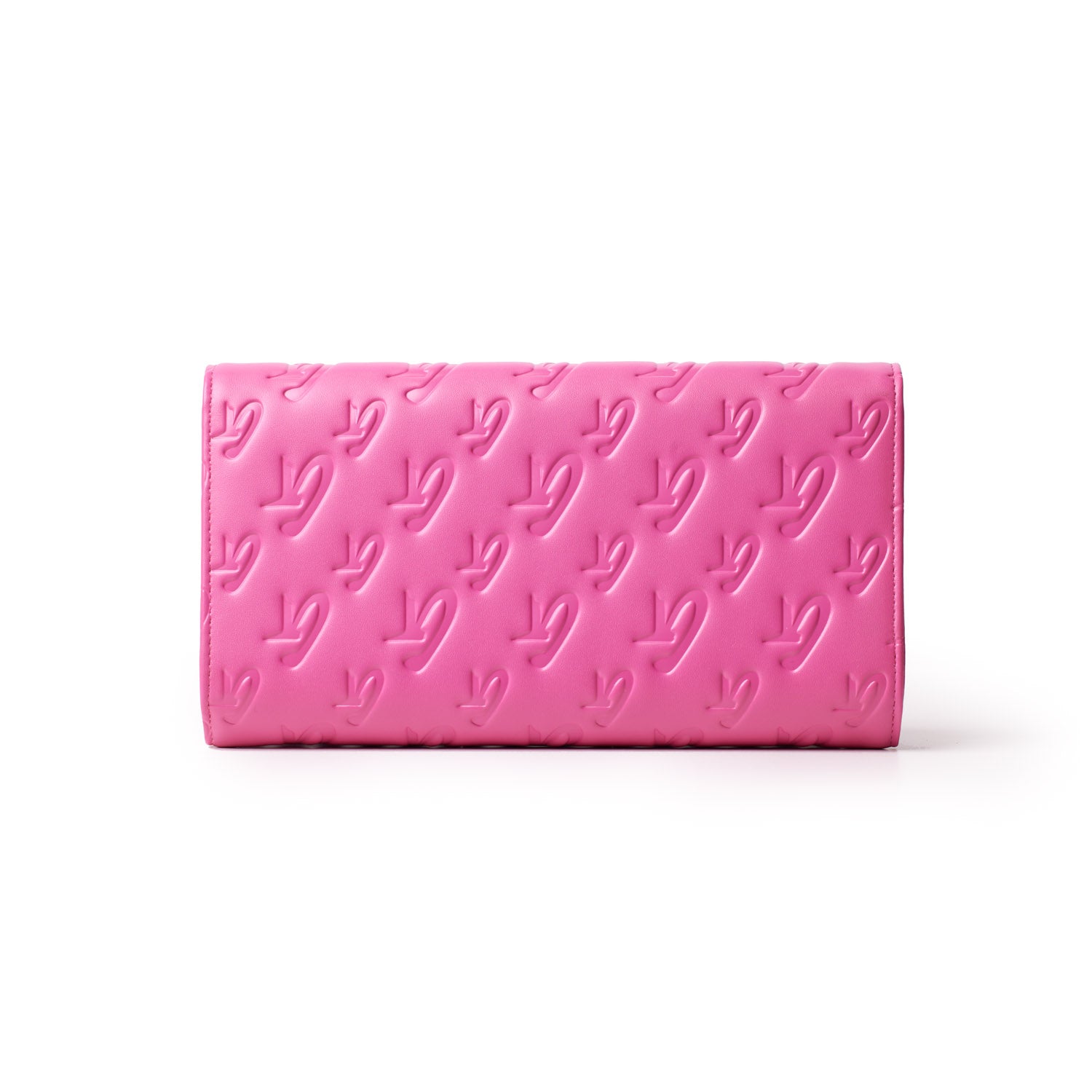 Hot pink Monogram Travel Wallet with embossed logo pattern, sleek design, and spacious compartments for travel essentials.