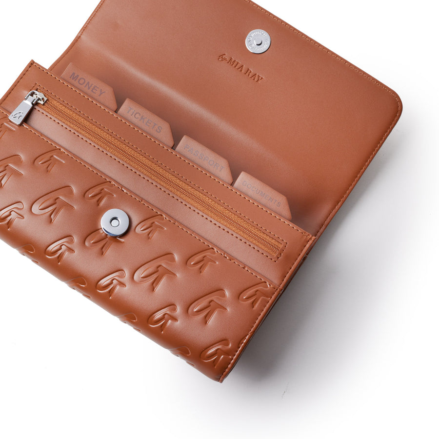 GLAMAHOLIC MONOGRAM TRAVEL WALLET BROWN