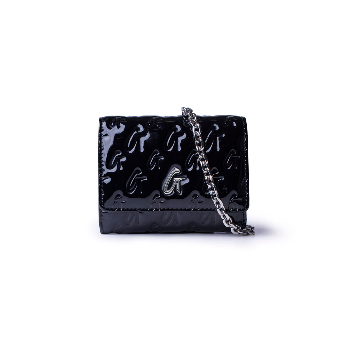 Glam-Aholic Lifestyle Monogram Mirror Black Compact Wallet