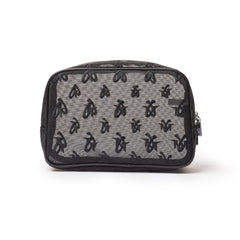 SMALL MESH MONOGRAM TOILETRY BAG - BLACK