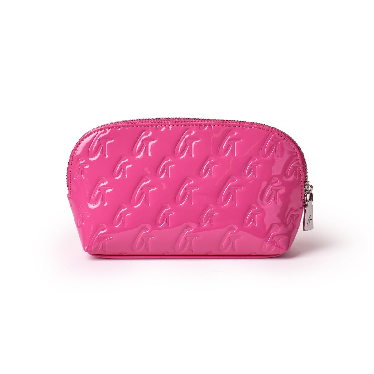 MONOGRAM COSMETIC POUCH MIRROR HOT PINK Vegan Leather Beauty Bag