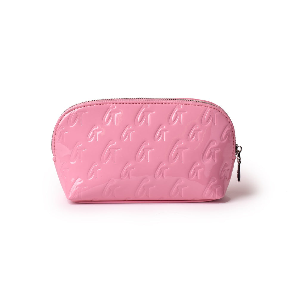 Monogram Vegan Leather Cosmetic Pouch - Pink Beauty Bag