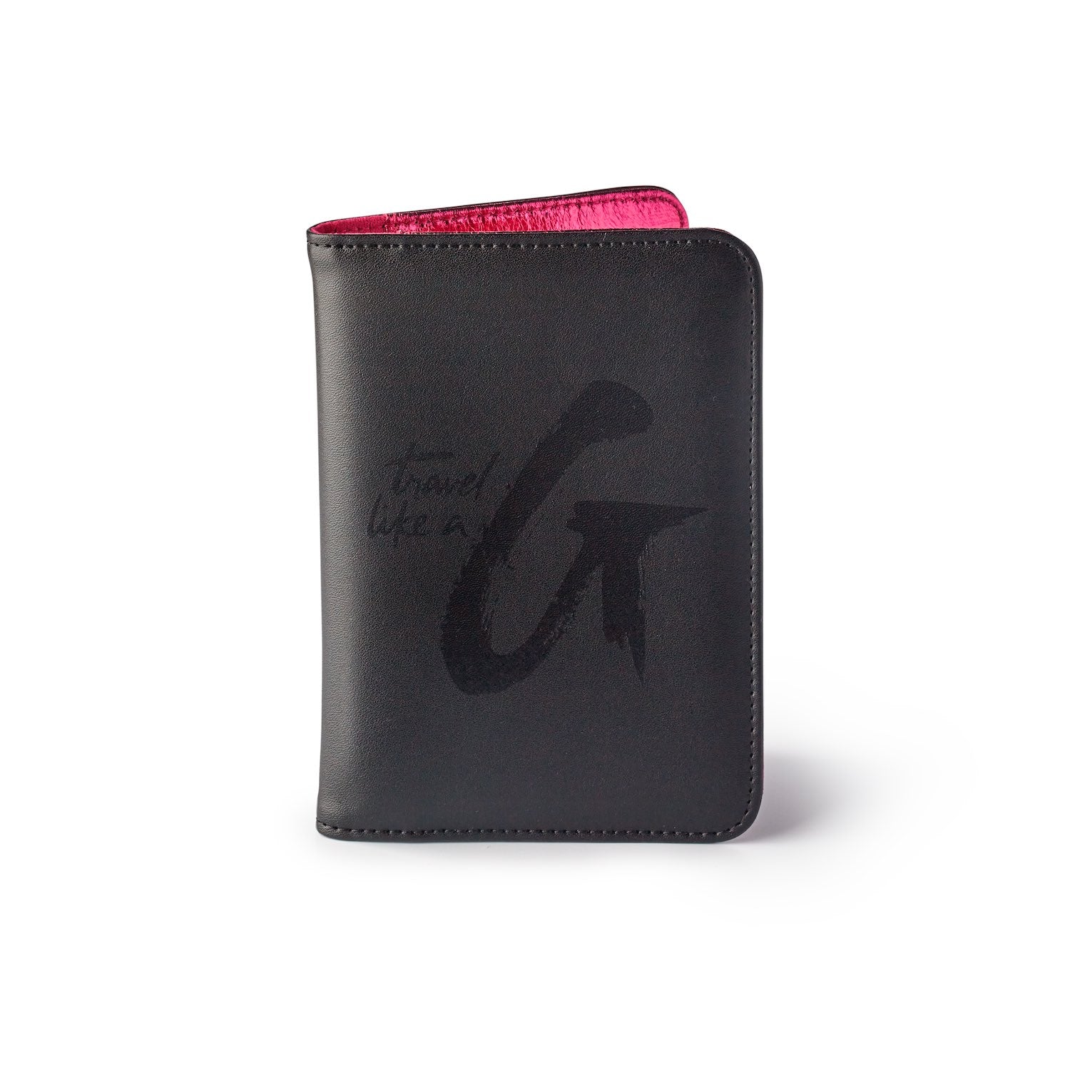 GLAM-AHOLIC LIFESTYLE PASSPORT HOLDER BLACK X PINK