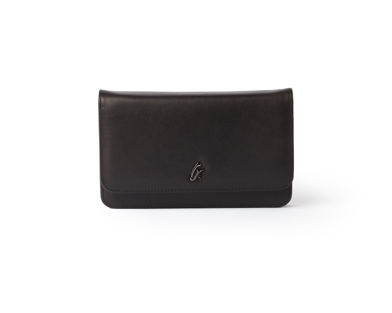 Wallet on chain - Shiny crumpled calfskin, strass & ruthenium-finish metal,  grey — Fashion