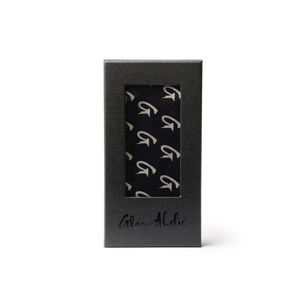 MONOGRAM SILK SCARF BLACK - Luxury Logo Silk Scarf - Glam 